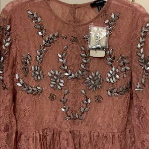 Mauve laced baby doll top